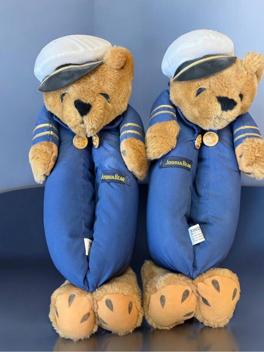 Vintage Joshua Bear nautical blue slippers ladies size 9 stuffed animals
